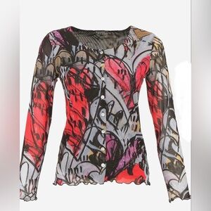 NWT Dolcezza Blouse “Watermelon Heart” (74604) Size S Artist Lori Arbel